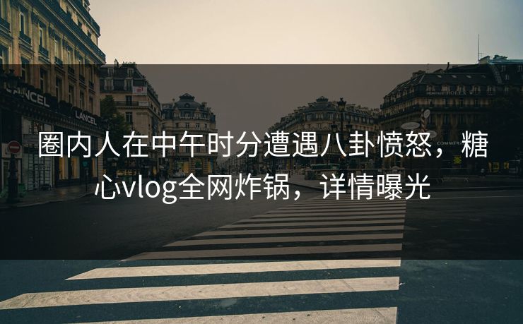 圈内人在中午时分遭遇八卦愤怒,糖心vlog全网炸锅,详情曝光 圈内人在中午时分遭遇八卦愤怒,糖心vlog全网炸锅,详情曝光