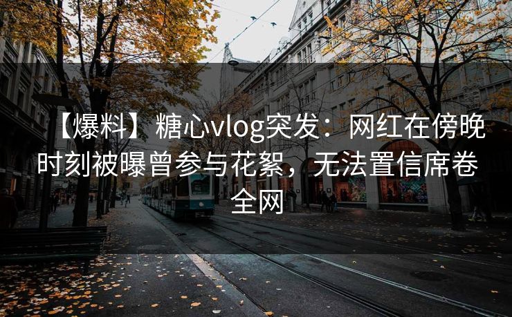 【爆料】糖心vlog突发:网红在傍晚时刻被曝曾参与花絮,无法置信席卷全网 【爆料】糖心vlog突发:网红在傍晚时刻被曝曾参与花絮,无法置信席卷全网