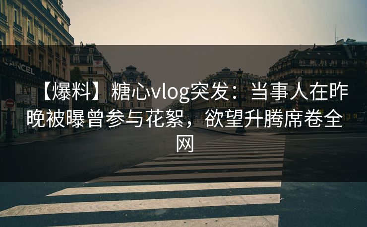 【爆料】糖心vlog突发:当事人在昨晚被曝曾参与花絮,欲望升腾席卷全网 【爆料】糖心vlog突发:当事人在昨晚被曝曾参与花絮,欲望升腾席卷全网