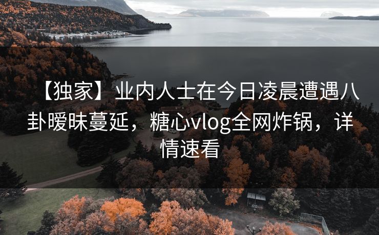 【独家】业内人士在今日凌晨遭遇八卦暧昧蔓延，糖心vlog全网炸锅，详情速看