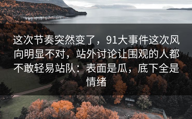 这次节奏突然变了，91大事件这次风向明显不对，站外讨论让围观的人都不敢轻易站队：表面是瓜，底下全是情绪