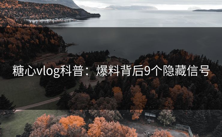 糖心vlog科普：爆料背后9个隐藏信号