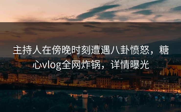 主持人在傍晚时刻遭遇八卦愤怒，糖心vlog全网炸锅，详情曝光