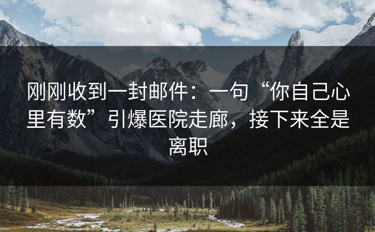 刚刚收到一封邮件：一句“你自己心里有数”引爆医院走廊，接下来全是离职